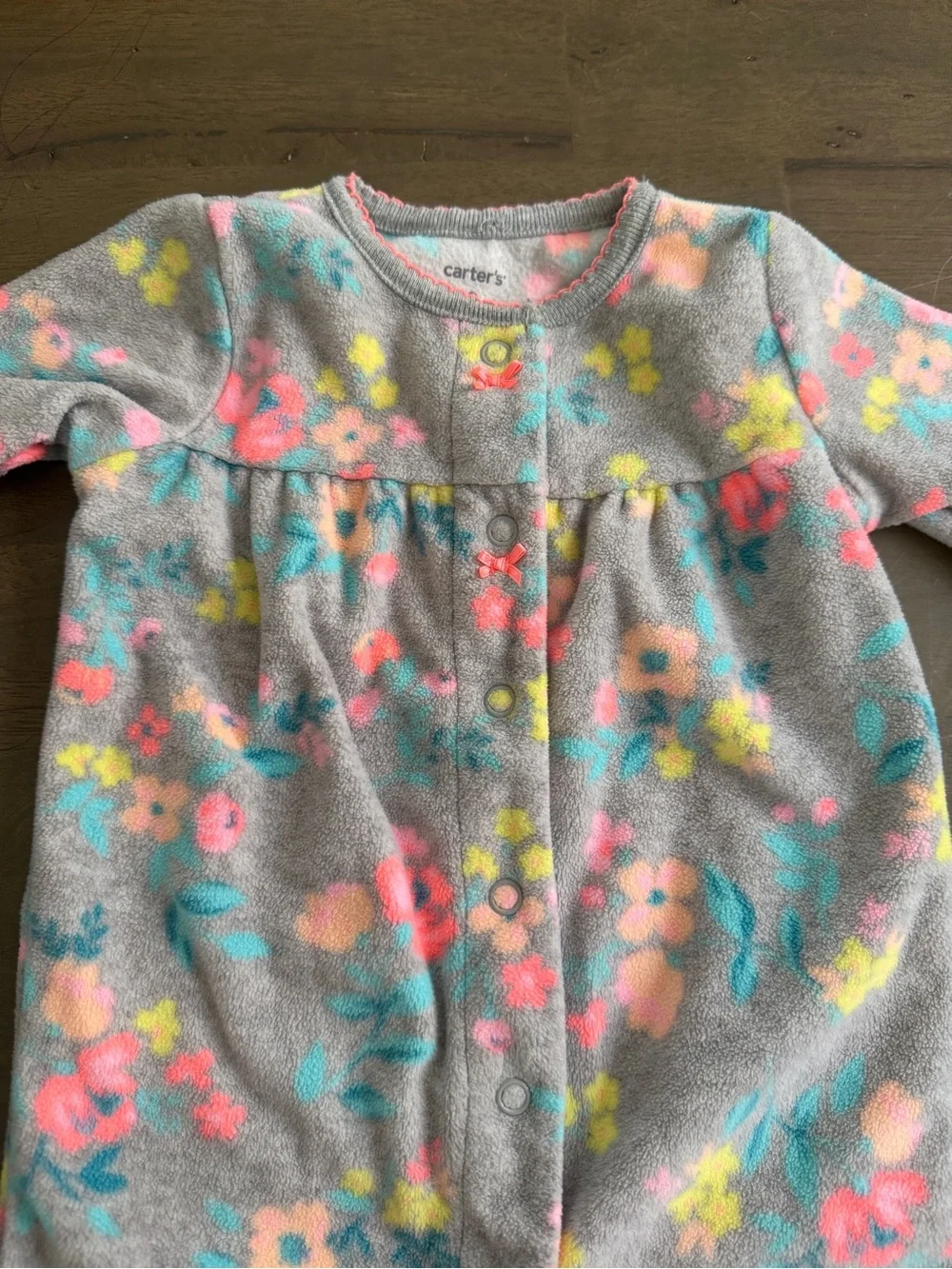 Carter's Girls 3 Months One Piece Snap Sleeper Fleece Long Sleeve Floral